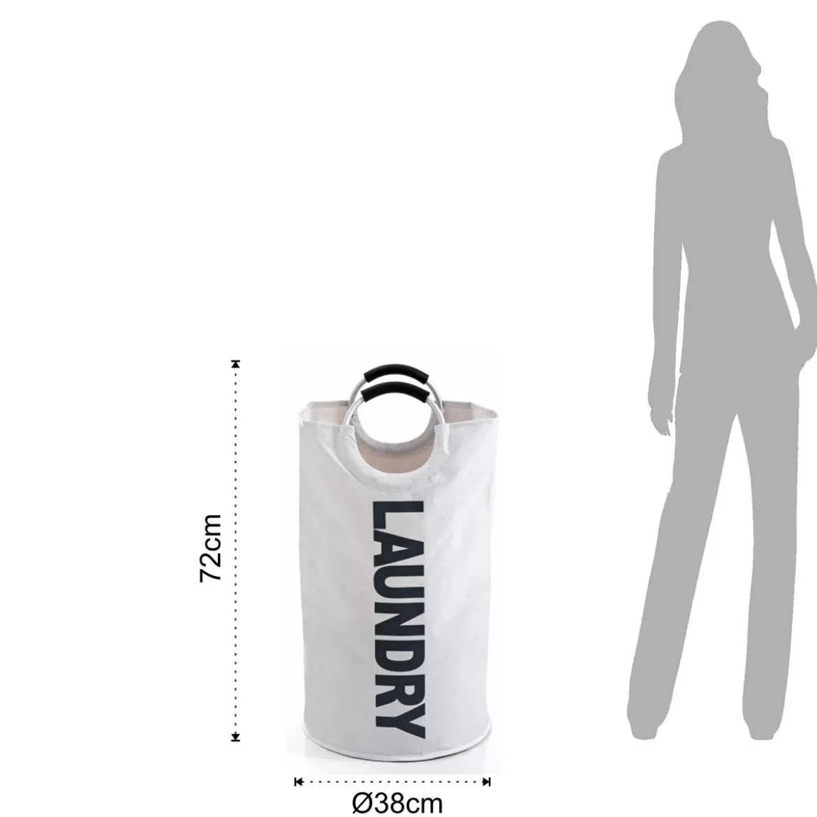Laundry white sacca biancheria in tessuto sintetico bianco con maniglie d38xh72 cm