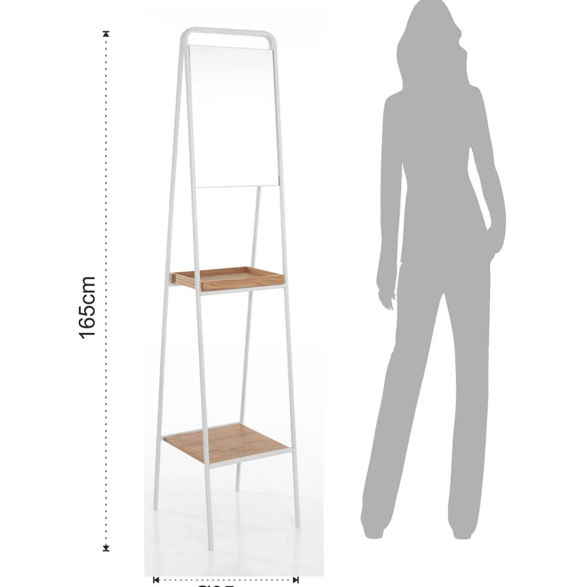 Lazza specchiera multifunzione in metallo bianca opaco 35x40 h165 cm