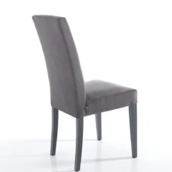 Lella Grey Sedia in Microfibra effetto Velluto Grigia e Legno Laccato, 46 x 45 x h100 cm - Made in Italy