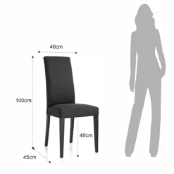 Lella Sedia in Tessuto Antracite, 46 x 45 x h100 cm - Made in Italy