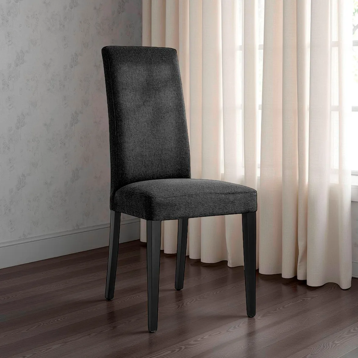Lella Sedia in Tessuto Antracite, 46 x 45 x h100 cm - Made in Italy