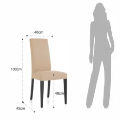 Lella Sedia in Tessuto Begie, 46 x 45 x h100 cm - Made in Italy
