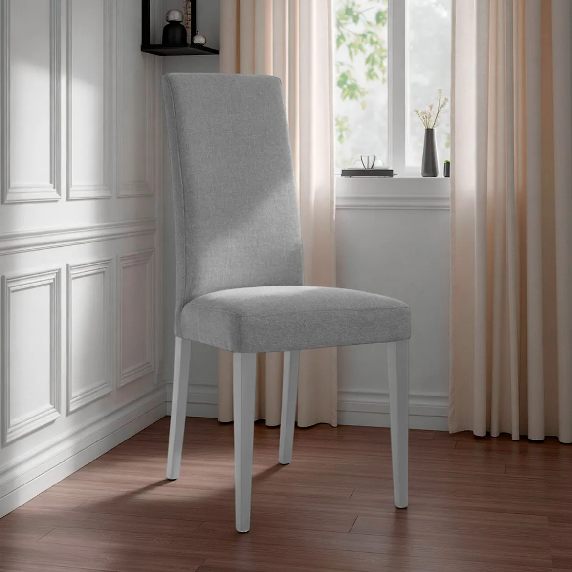 Lella Sedia in Tessuto Grigio, 46 x 45 x h100 cm - Made in Italy
