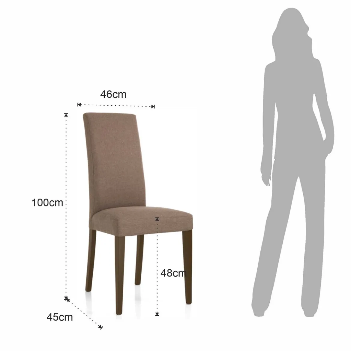 Lella Sedia Tessuto colore Caffelatte, 46 x 45 x h100 cm - Made in Italy