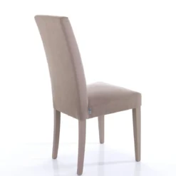 Lella Tortora Sedia in Microfibra effetto Velluto e Legno Laccato, 46 x 45 x h100 cm - Made in Italy