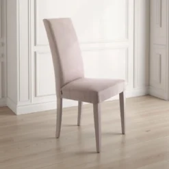 Lella Tortora Sedia in Microfibra effetto Velluto e Legno Laccato, 46 x 45 x h100 cm - Made in Italy