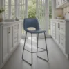 Leonel grey sgabello in pelle sintetica invecchiato grigio e metallo nero opaco 45x49.5xh100 cm