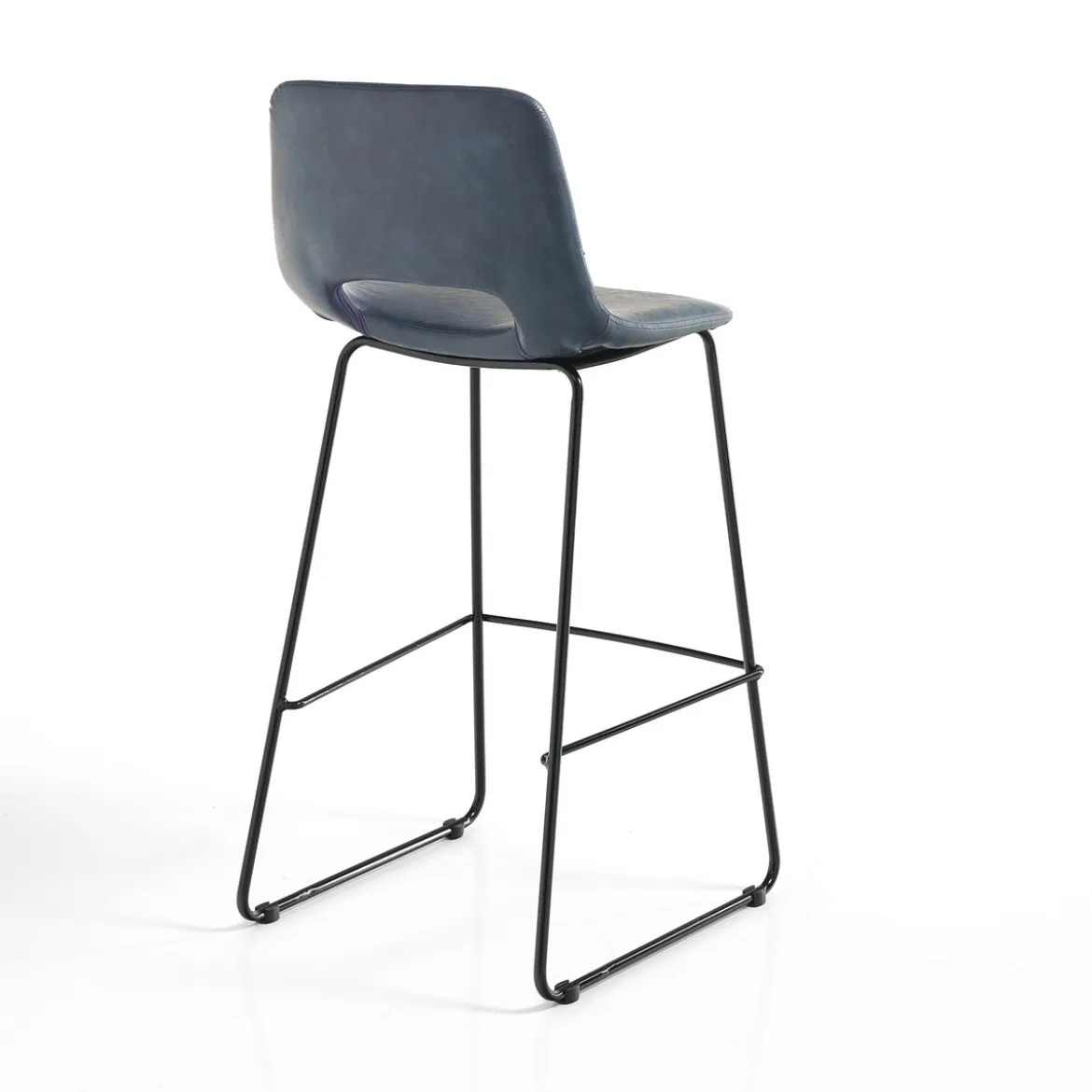 Leonel grey sgabello in pelle sintetica invecchiato grigio e metallo nero opaco 45x49.5xh100 cm