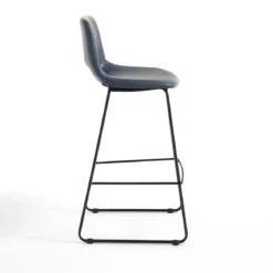 Leonel grey sgabello in pelle sintetica invecchiato grigio e metallo nero opaco 45x49.5xh100 cm
