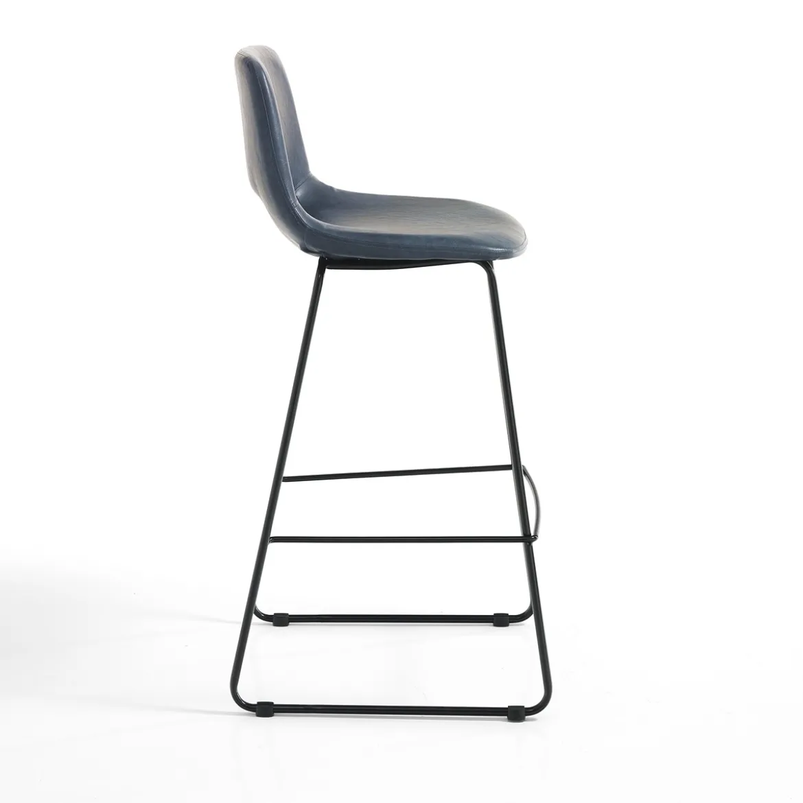 Leonel grey sgabello in pelle sintetica invecchiato grigio e metallo nero opaco 45x49.5xh100 cm