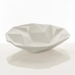 Ligio round centrotavola / svuotatasche in ceramica colore bianco finitura opaca 40x40x8 cm