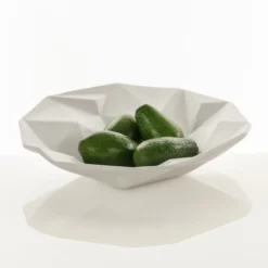 Ligio round centrotavola / svuotatasche in ceramica colore bianco finitura opaca 40x40x8 cm