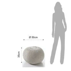 Like crem pouf 100% cotone panna 50x50xh32 cm