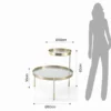 Lincoln tavolino piani girevoli in metallo finitura oro opaco e bianco opaco piani in vetro bianco coprente 60-90x60 cm