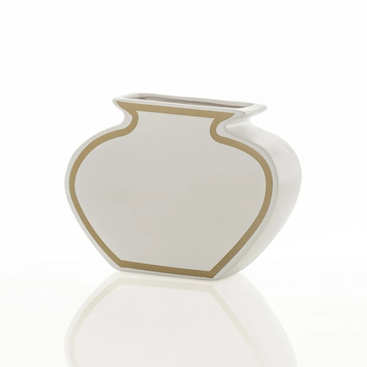 Linea-a gold vaso in ceramica colore bianco opaco 35x10x25 cm