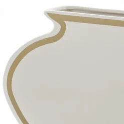 Linea-a gold vaso in ceramica colore bianco opaco 35x10x25 cm