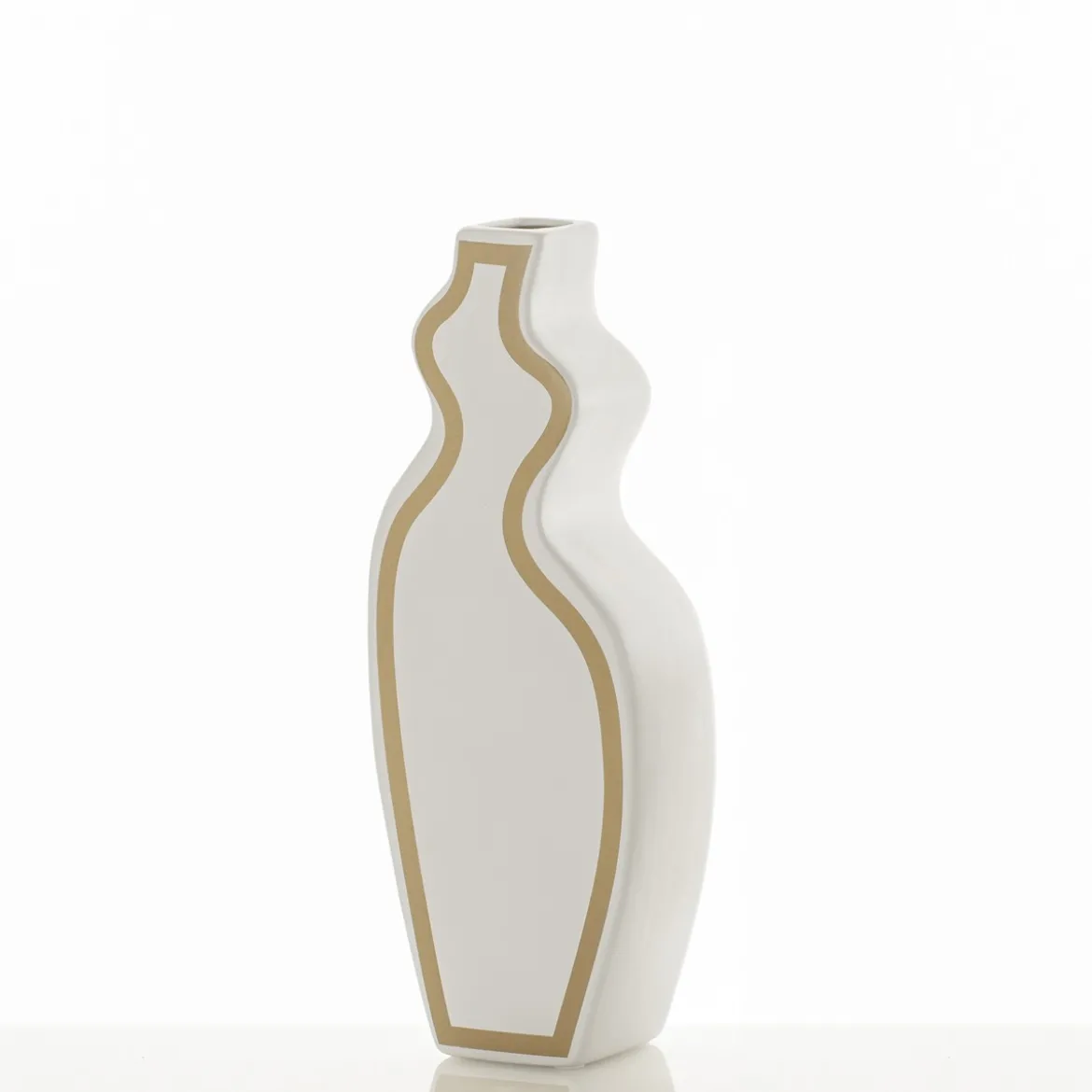 Linea-b gold vaso in ceramica colore bianco opaco 15x10x41 cm