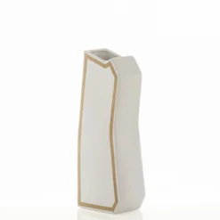 Linea-c gold vaso in ceramica colore bianco opaco 15x10x41 cm