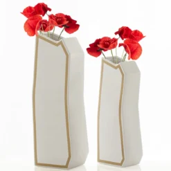Linea-c gold vaso in ceramica colore bianco opaco 15x10x41 cm