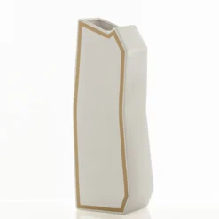 Linea-d gold vaso in ceramica colore bianco opaco 17x13x50 cm