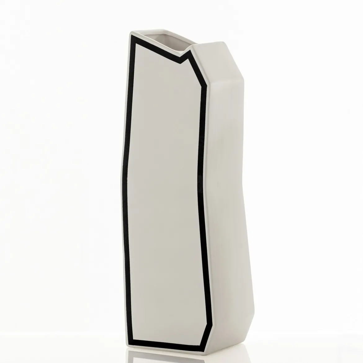 Linea-d vaso in ceramica colore bianco opaco 17x13x50 cm