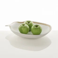 Linea gold centrotavola / svuotatasche in ceramica colore bianco opaco 31x35x65 cm