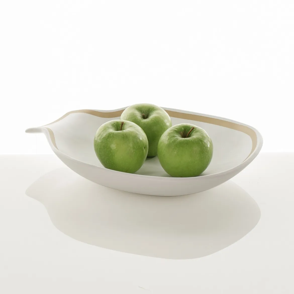 Linea gold centrotavola / svuotatasche in ceramica colore bianco opaco 31x35x65 cm