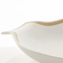 Linea gold centrotavola / svuotatasche in ceramica colore bianco opaco 31x35x65 cm