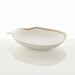 Linea gold centrotavola / svuotatasche in ceramica colore bianco opaco 31x35x65 cm