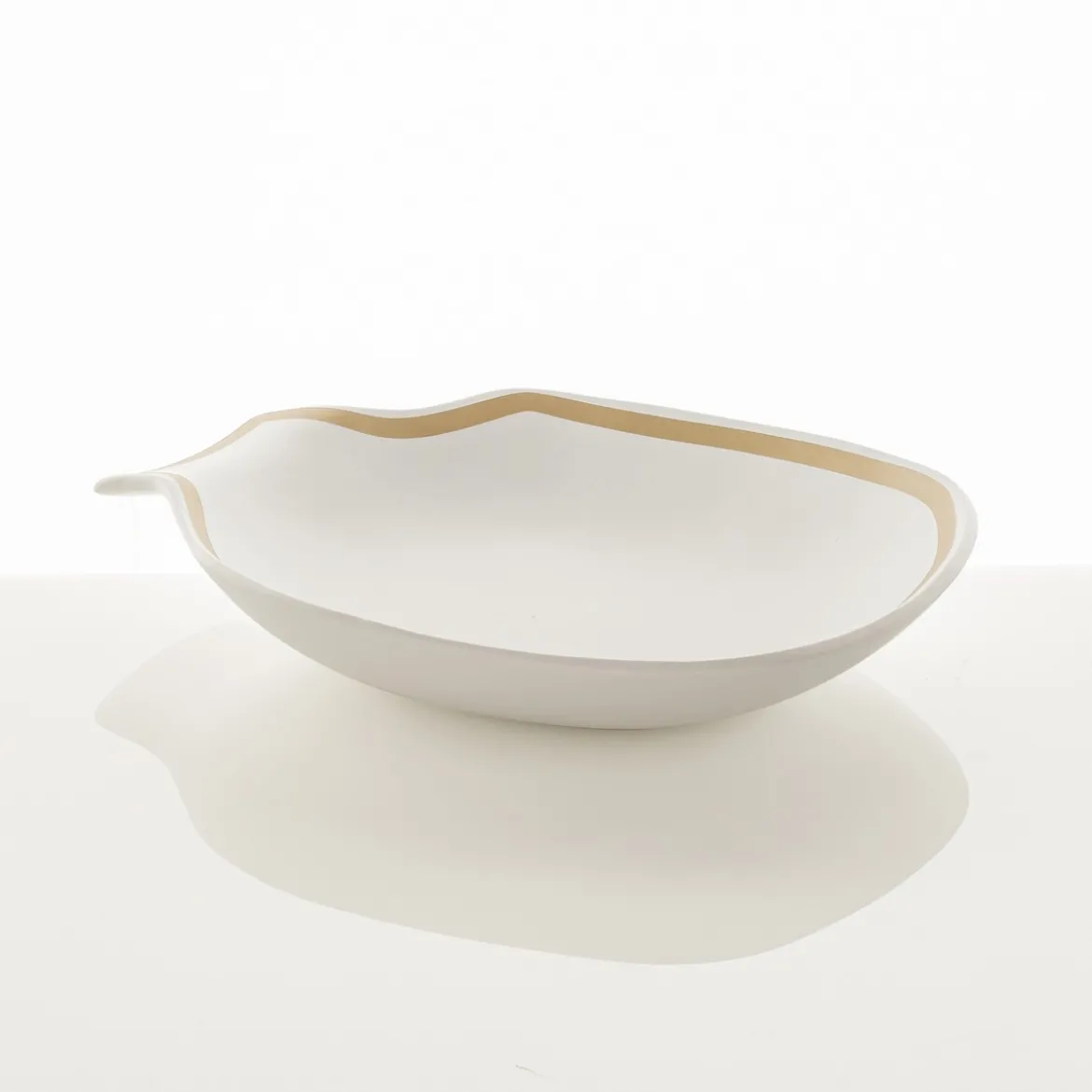 Linea gold centrotavola / svuotatasche in ceramica colore bianco opaco 31x35x65 cm