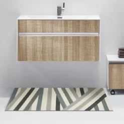 Lines pastel creamblue tappeto bagno scendiletto 110 x 60 cm