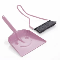 Litte smilly pink set pulizia paletta e scopino in metallo rosa lucido