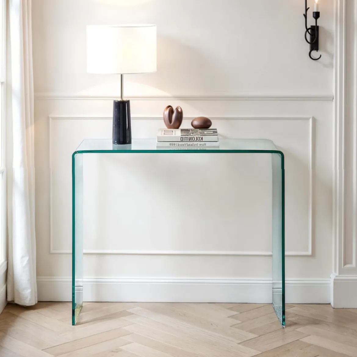 Little bridg consolle in vetro curvato 85x40xh70 cm