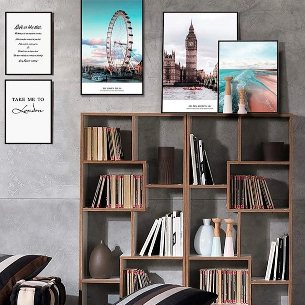 London composizione 5 quadri decor home 11 stampa su tela