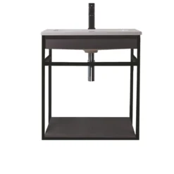 Loom-b grey/black 60 mobile bagno in acciaio nero opaco con lavello e cestone finitura larice grigio 60x46xh52 cm