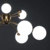 Lucky lampadario in metallo bronzo paralumi in vetro bianco opaco d68 h87 cm