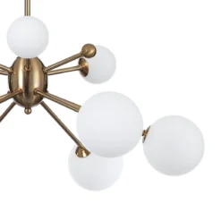Lucky lampadario in metallo bronzo paralumi in vetro bianco opaco d68 h87 cm