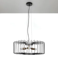 Ludo a lampadario in acciaio nero e oro opaco 3 lampade d60xh23 cm