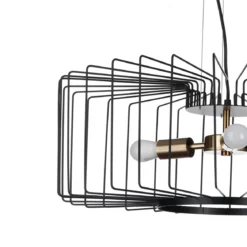 Ludo a lampadario in acciaio nero e oro opaco 3 lampade d60xh23 cm