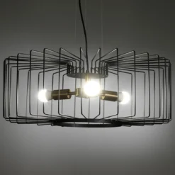 Ludo a lampadario in acciaio nero e oro opaco 3 lampade d60xh23 cm