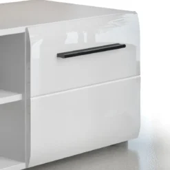 Luky-a mobile porta tv bianco opaco con 2 ante laccate bianco lucido 160x39.6xh40 cm