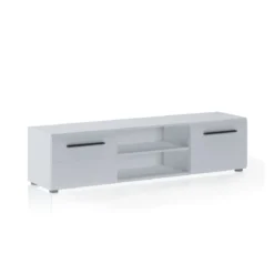 Luky-a mobile porta tv bianco opaco con 2 ante laccate bianco lucido 160x39.6xh40 cm