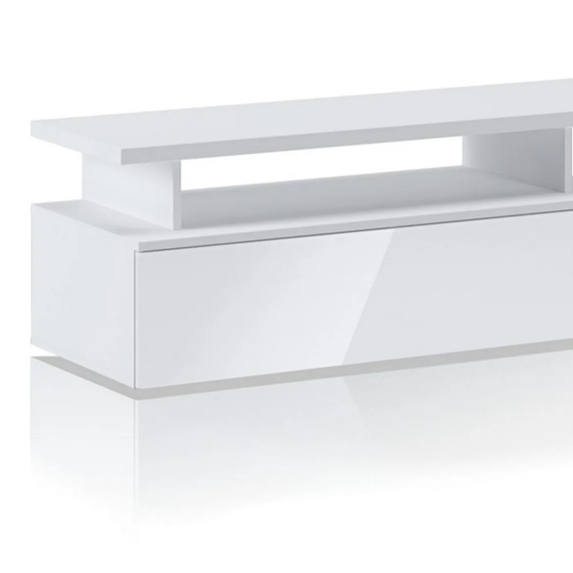 Luky-b mobile porta tv bianco opaco con anta a ribalta laccata bianco lucido 160x38xh41 cm