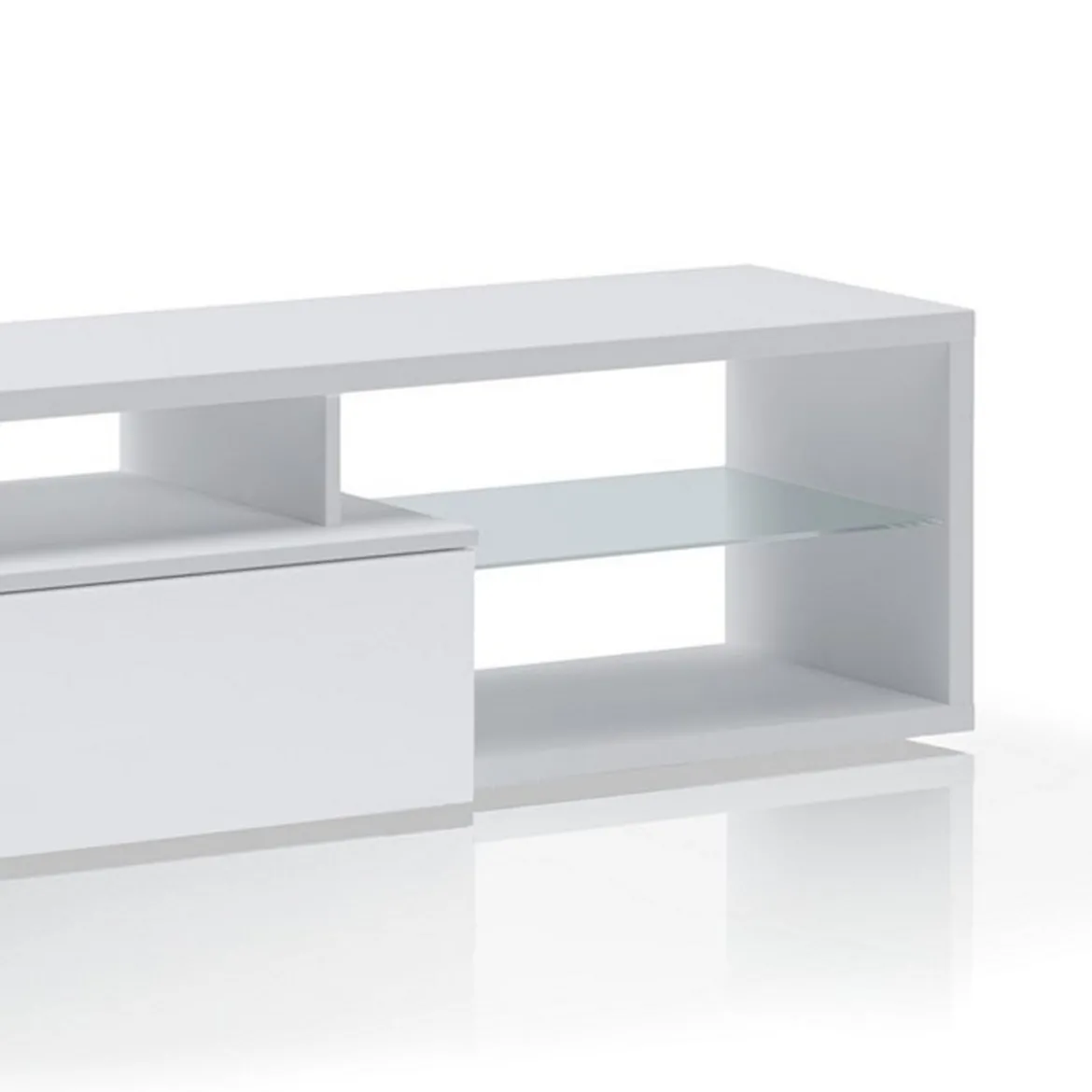 Luky-b mobile porta tv bianco opaco con anta a ribalta laccata bianco lucido 160x38xh41 cm