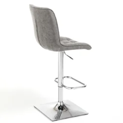 Lux sgabello regolabile bar in pelle sintetica effetto invecchiato grigio e metallo cromato 46x54xh98-118 cm