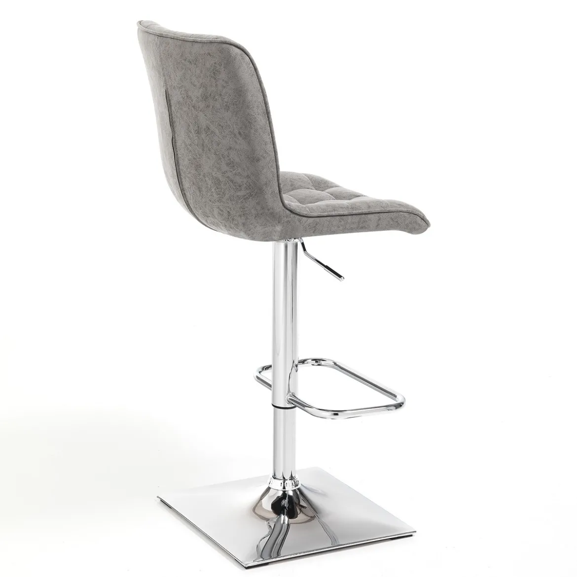 Lux sgabello regolabile bar in pelle sintetica effetto invecchiato grigio e metallo cromato 46x54xh98-118 cm