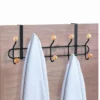 Macallan appendiabiti per porta in acciaio nero opaco e 10 pomelli in legno finitura rovere 45x9.5xh18.5 cm