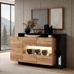 Madia KELY Anthracite finitura Rovere dorato Antracite H935 L155 P44