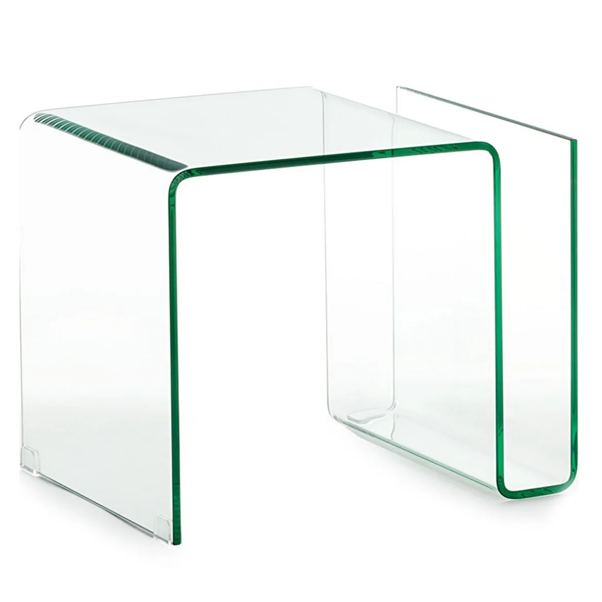 Magazine tavolino comodino in vetro curvato 48x40 h38 cm