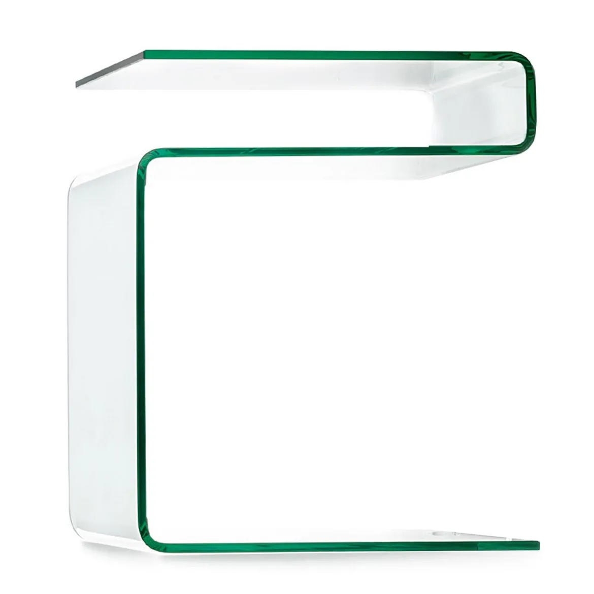 Magazine tavolino comodino in vetro curvato 48x40 h38 cm
